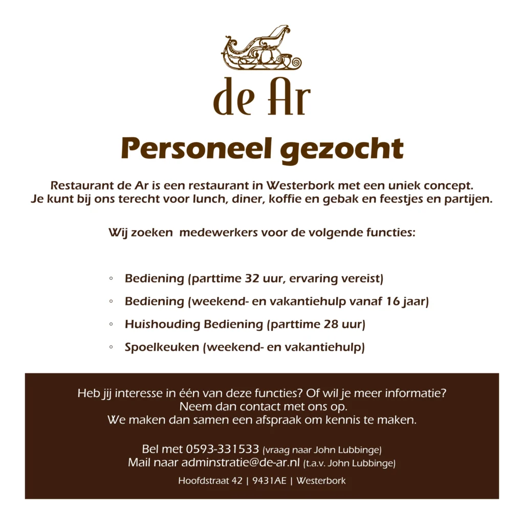 vacatures voor bediening en afwashulpen